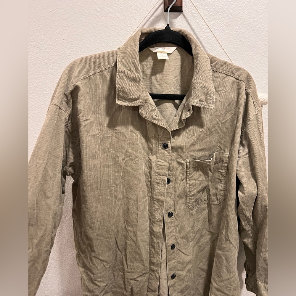 Olive green corduroy button down.